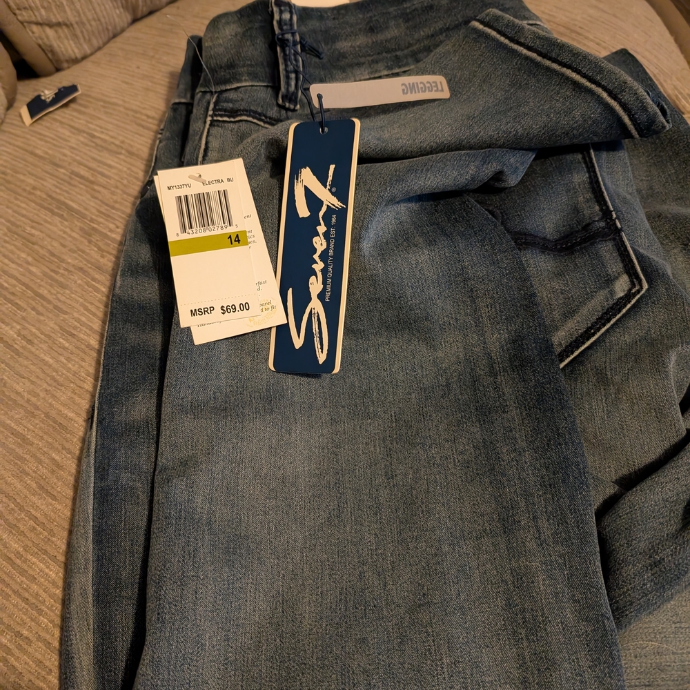 Seven7 Blue Denim Leggings Size 14 Women